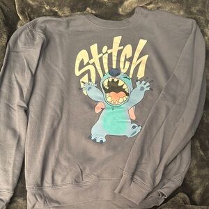 Disney Stitch Grey Crewneck Sweatshirt with Teal Character Graphic